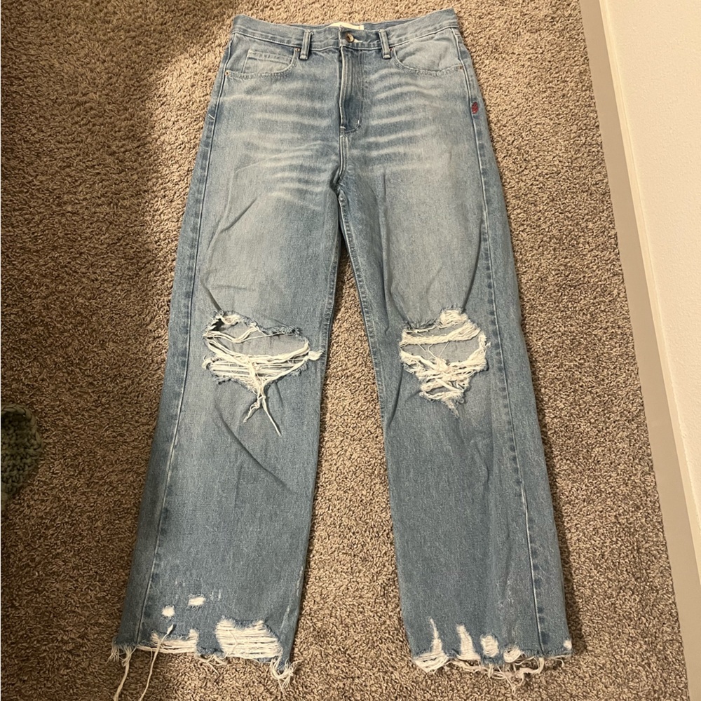 BDG Light Blue Distressed Wide Leg Jeans - Picture 2 of 4